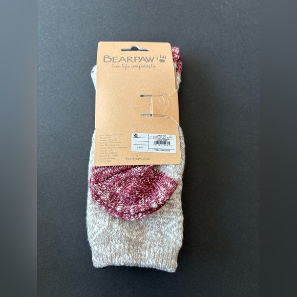 BearPaw Maroon and Beige fair isle cozy Knit Socks - Picture 3 of 5